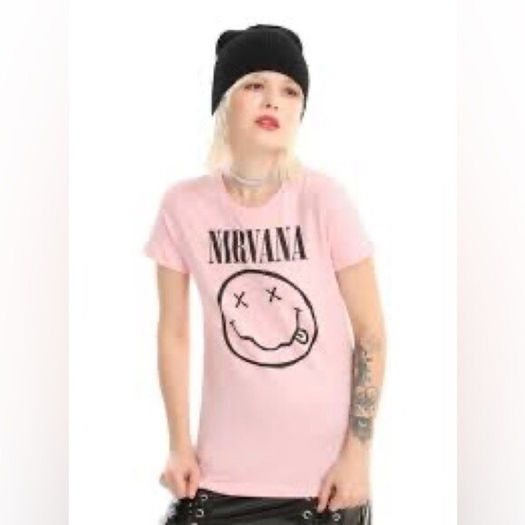 Nirvana Pink Smile Girls T-Shirt size large - Picture 2 of 11